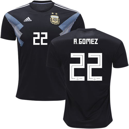 Argentina #22 R.Gomez Away Kid Soccer Country Jersey